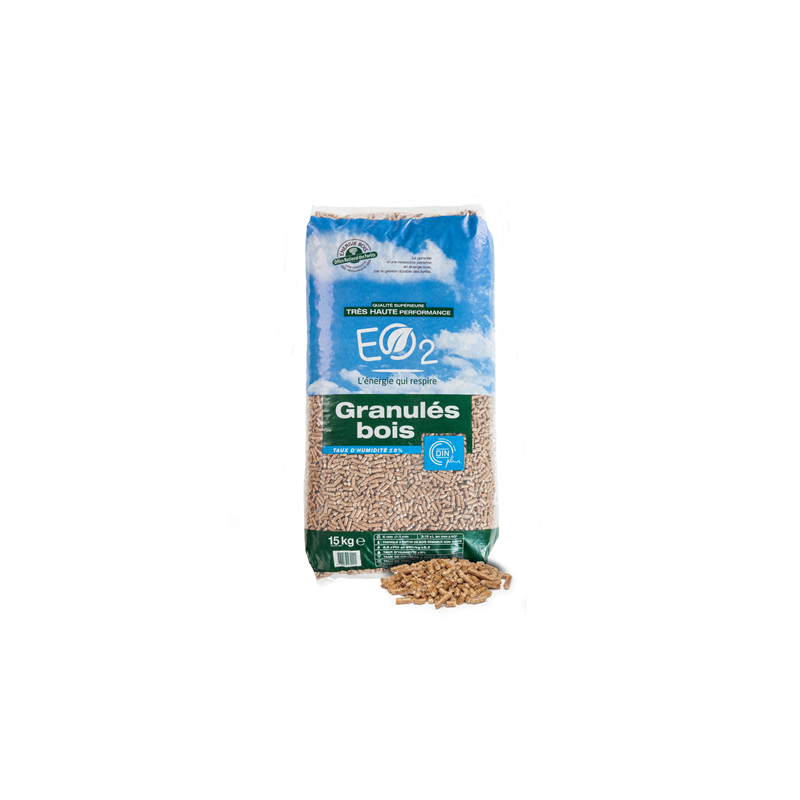 Granulés (pellets) de bois EN+A1 / DIN+ palette complète 66 sacs de 15kg  (990kg)